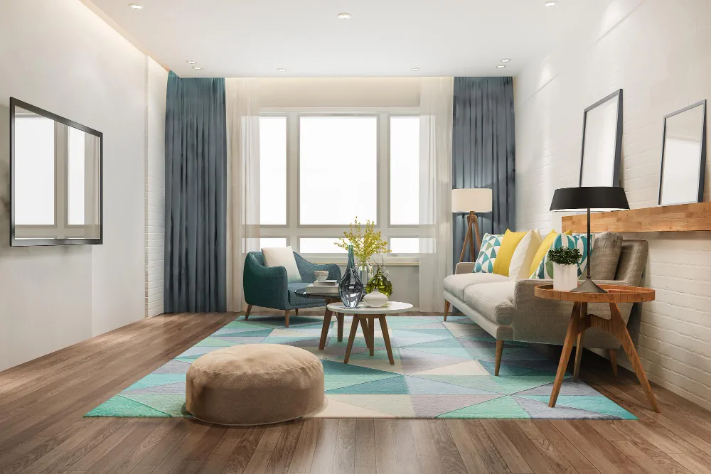 Modern residential interior with contemporary home finishes