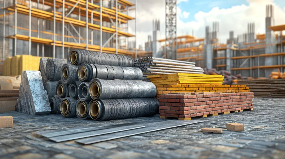Construction material stock at an industrial site